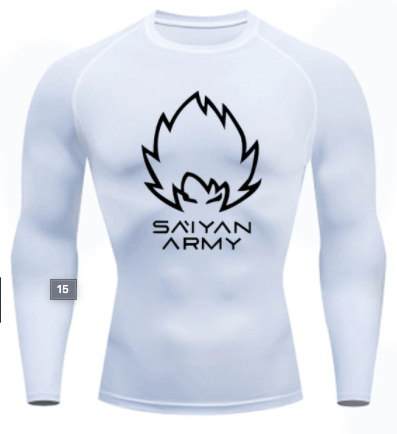 Saiyan Army Long Compression T-Shirt (White)