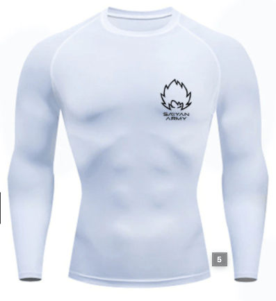 Camiseta de compresión larga Saiyan Army (Blanco)